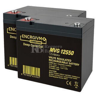 Pack 2 Bater�as MVG12550 | Gel 12 Voltios 55 Amperios